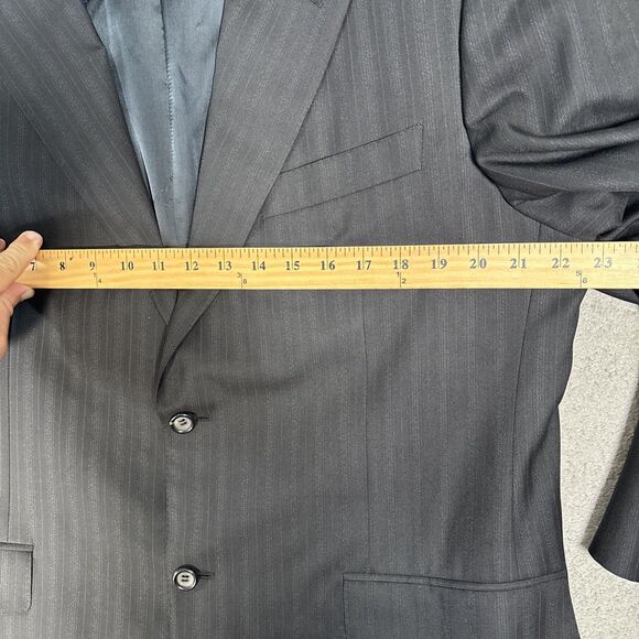 Canali Blazer Suit Jacket Men’s Size 46R Black Gray Stripes Super 200s Harrods - Picture 5 of 16